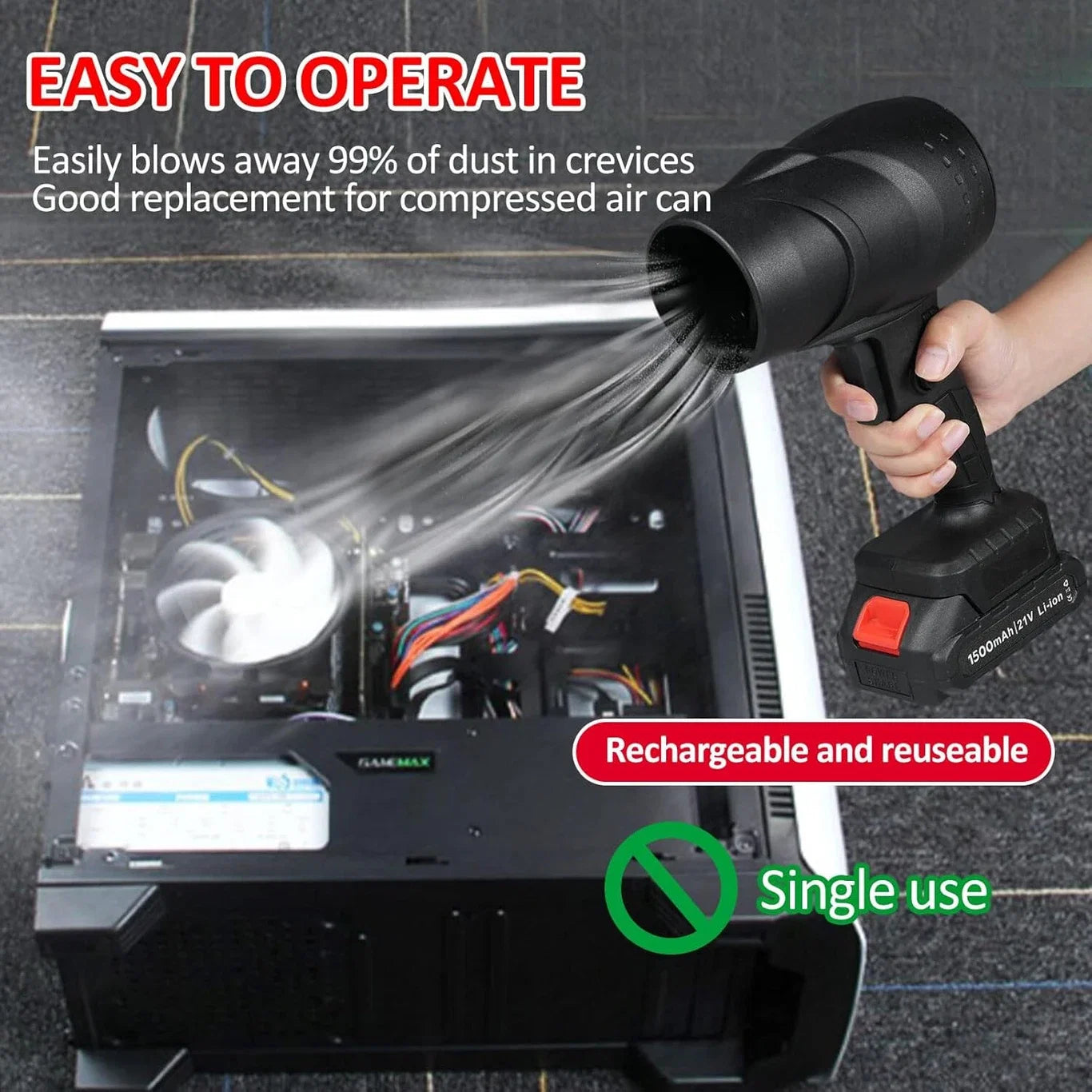 Air Blower Gun High Power Jet Blower All in One Waste Cleaner Vehicle Interior T_998 Gun Vehicle Interior Cleaner (300 g)