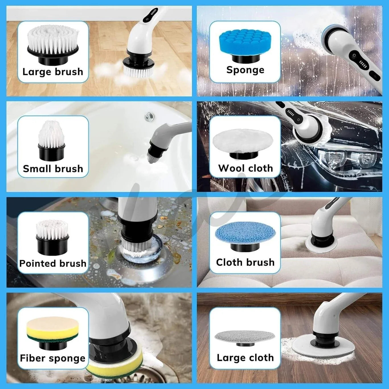 9 in 1 Electric Spin Scrubber | Rechargeable Cleaning Brush with 9 Heads & Adjustable Handle | Bathroom, Kitchen, Floor & Car Cleaning Tool