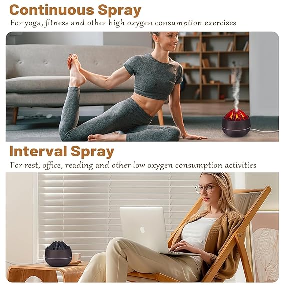 Volcano Flame Aroma Diffuser 300 ml Ultrasonic Cool Mist Humidifier with LED Flame Effect, Essential Oil Diffuser, Continuous & Interval Spray Modes for Bedroom, Home, Office, Yoga Room