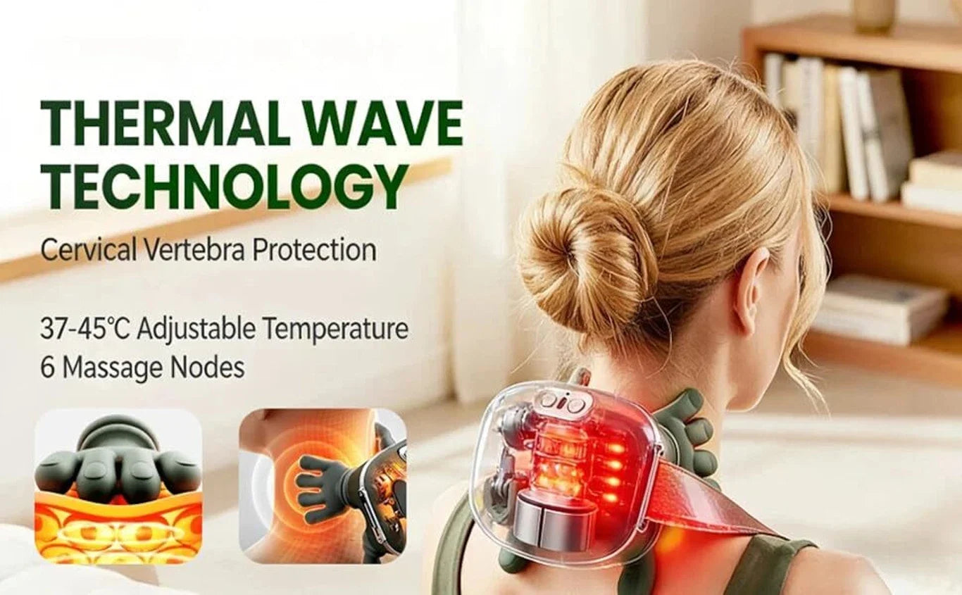 Shoulder and Neck Massager, Heated Massager, Neck Massager with Fingers, 4D Kneading Massager, Simulates a Real Palm Massager for Comfort, Relax Muscle Tension (Green) (S6)