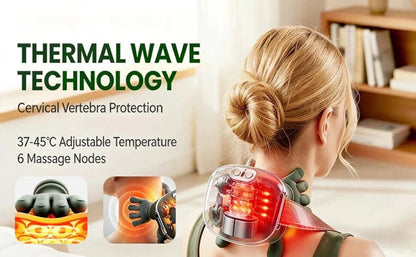 Shoulder and Neck Massager, Heated Massager, Neck Massager with Fingers, 4D Kneading Massager, Simulates a Real Palm Massager for Comfort, Relax Muscle Tension (Green) (S6)