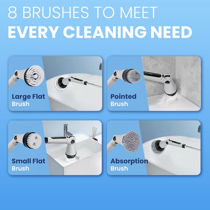 9 in 1 Electric Spin Scrubber | Rechargeable Cleaning Brush with 9 Heads & Adjustable Handle | Bathroom, Kitchen, Floor & Car Cleaning Tool
