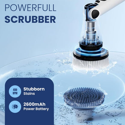 9 in 1 Electric Spin Scrubber | Rechargeable Cleaning Brush with 9 Heads & Adjustable Handle | Bathroom, Kitchen, Floor & Car Cleaning Tool
