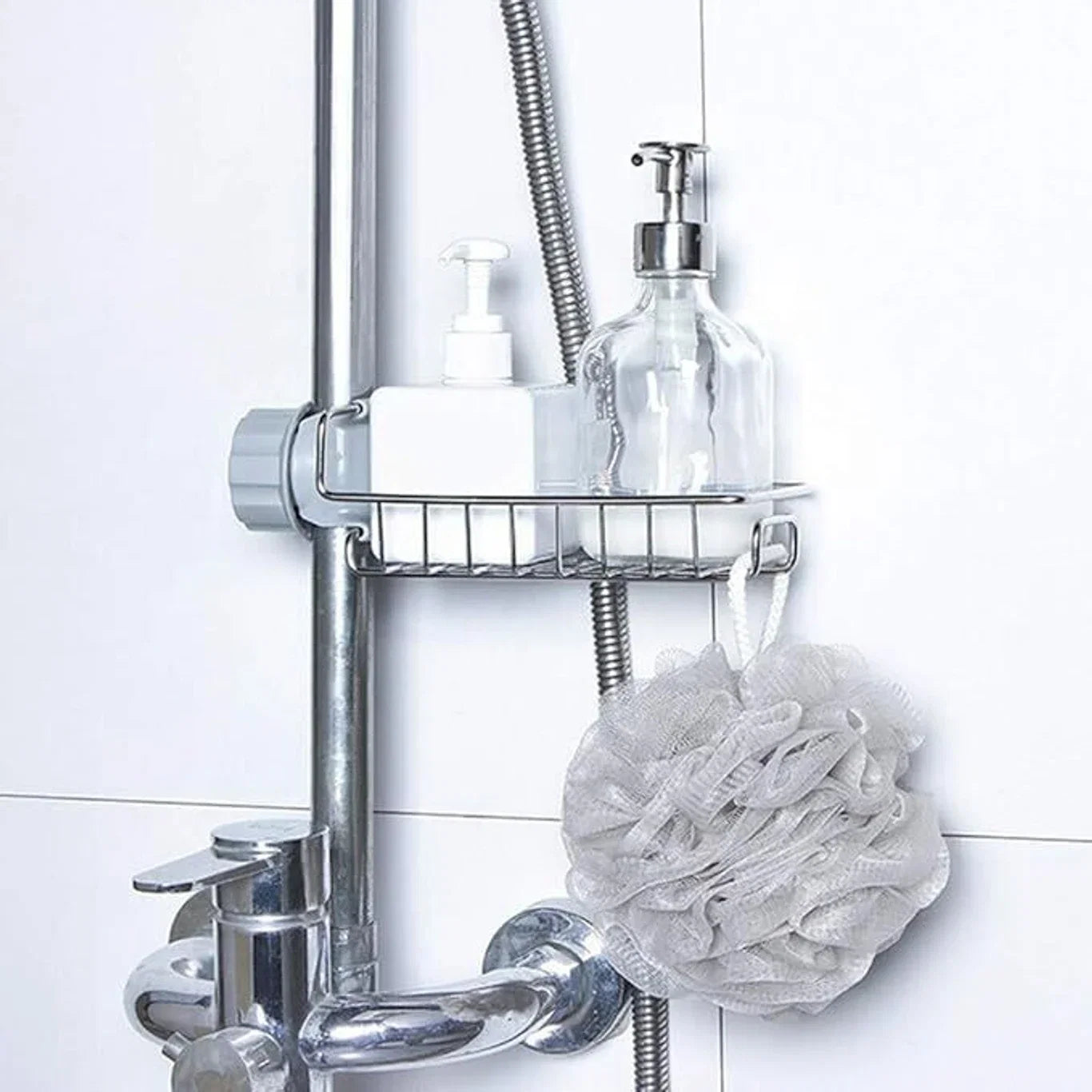 Stainless Steel Sink Caddy Organizer, Sink Faucet Stand, Tap Organiser Clip Storage Rack for Kitchen & Bathroom, Space-Saving Design for Easy Access to Cleaning Essentials