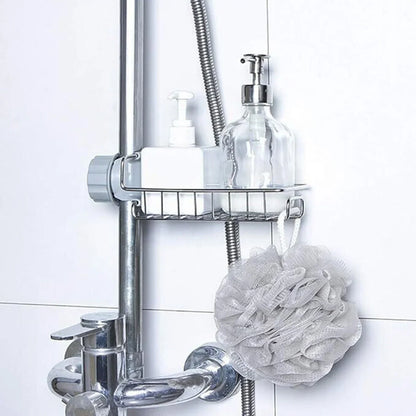 Stainless Steel Sink Caddy Organizer, Sink Faucet Stand, Tap Organiser Clip Storage Rack for Kitchen & Bathroom, Space-Saving Design for Easy Access to Cleaning Essentials