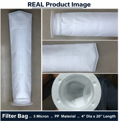 JELIACASA, Virgin Bag Filter 20-Inch For Water Tank with Balls (1.5-inch Inlet-Outlet) Solid Filter Cartridge (Pack of 1)