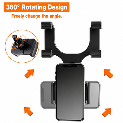 Car Rear View Mirror Phone Holder - Anti Shake Fall Prevention | 360 Degree Rotation | Adjustable Car Mount Holder for All Mobiles