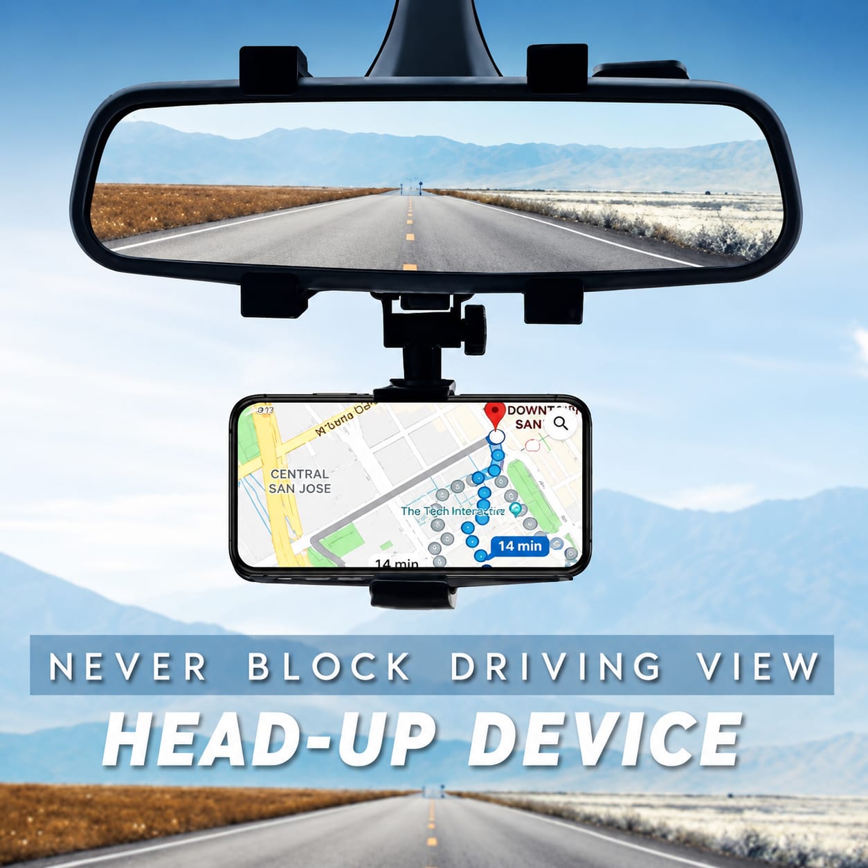 Car Rear View Mirror Phone Holder - Anti Shake Fall Prevention | 360 Degree Rotation | Adjustable Car Mount Holder for All Mobiles
