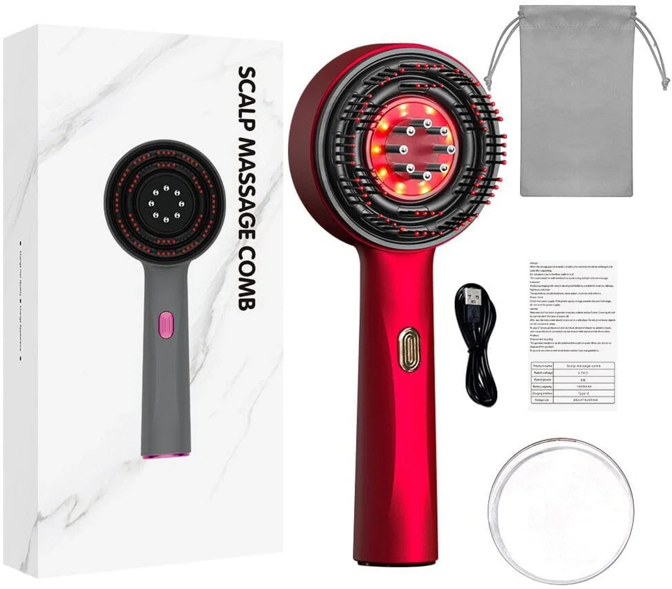 3-in-1 Hair Oil Applicator & Electric Scalp Massager Comb With Red Light For Hair Growth and Dandruff Control Massager (Multicolor)