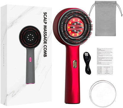 3-in-1 Hair Oil Applicator & Electric Scalp Massager Comb With Red Light For Hair Growth and Dandruff Control Massager (Multicolor)