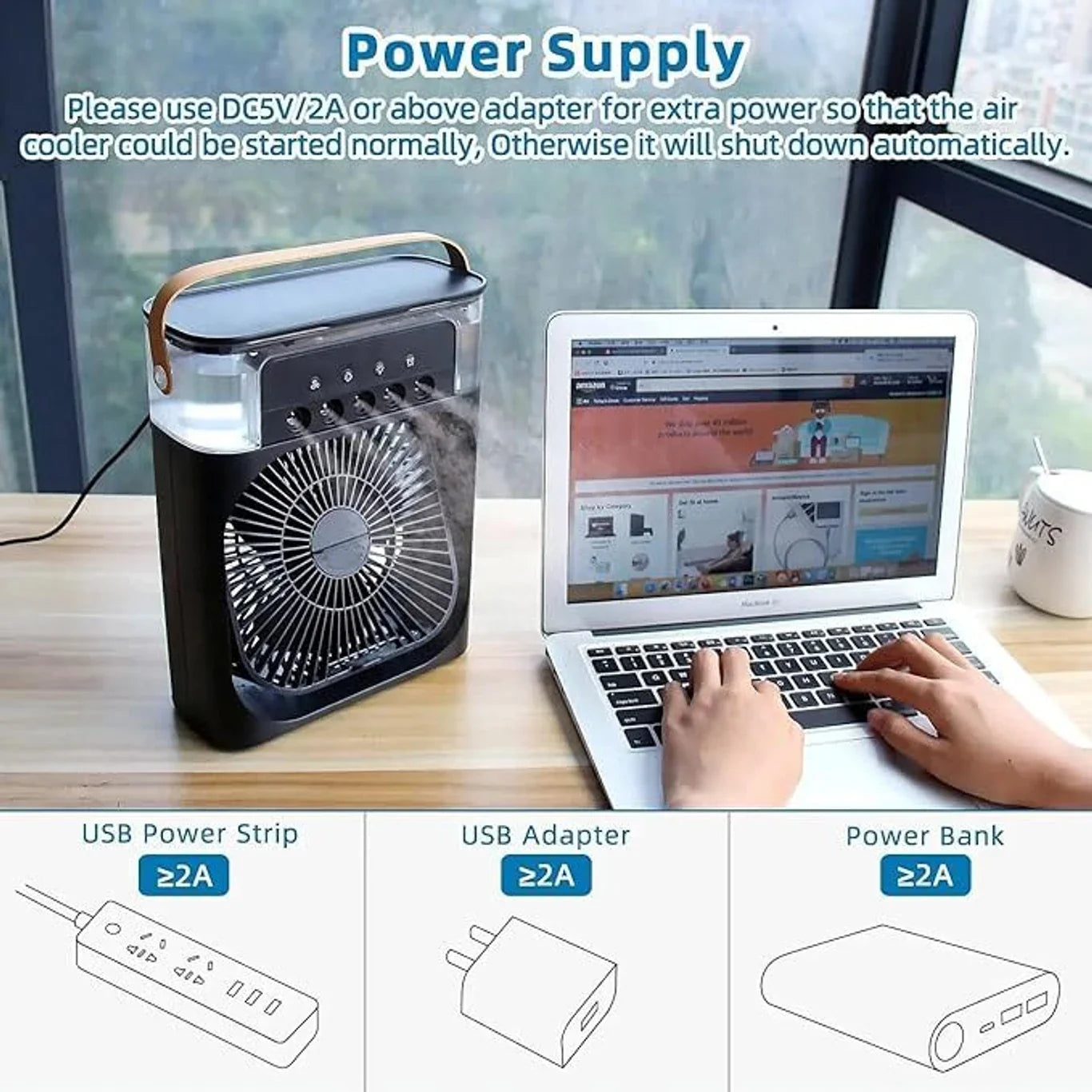 JELIACASA Portable Mini Air Cooler with Mist – Instant Cooling Anywhere ❄️💧