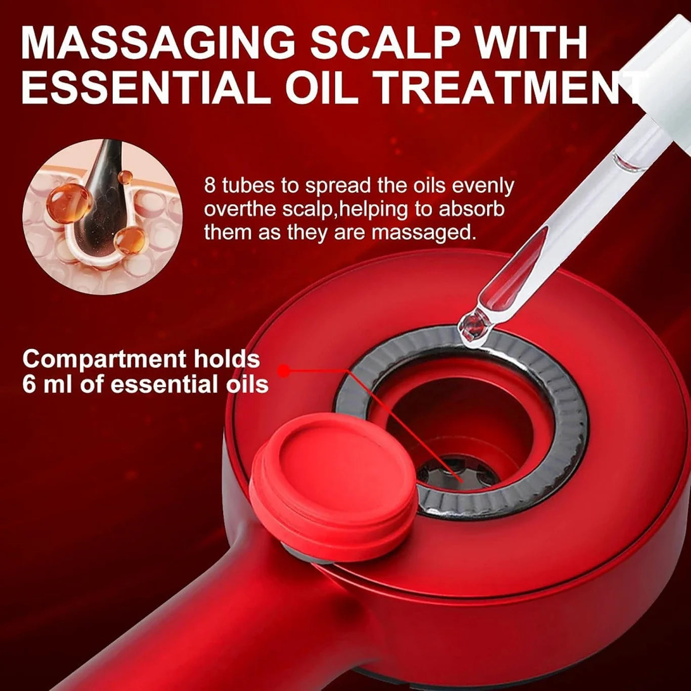 3-in-1 Hair Oil Applicator & Electric Scalp Massager Comb With Red Light For Hair Growth and Dandruff Control Massager (Multicolor)