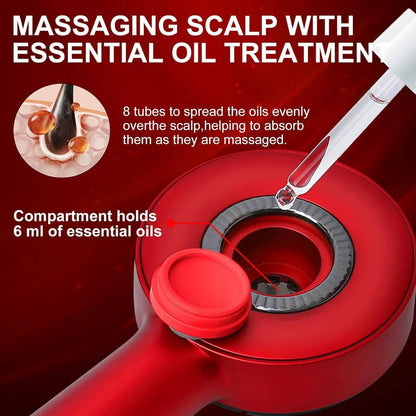 3-in-1 Hair Oil Applicator & Electric Scalp Massager Comb With Red Light For Hair Growth and Dandruff Control Massager (Multicolor)